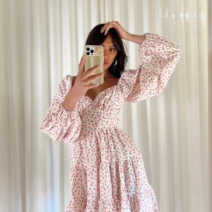 Danny Long Sleeve Mini Dress Pink Floral