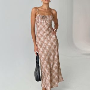 Wallin Maxi Dress Brown Check
