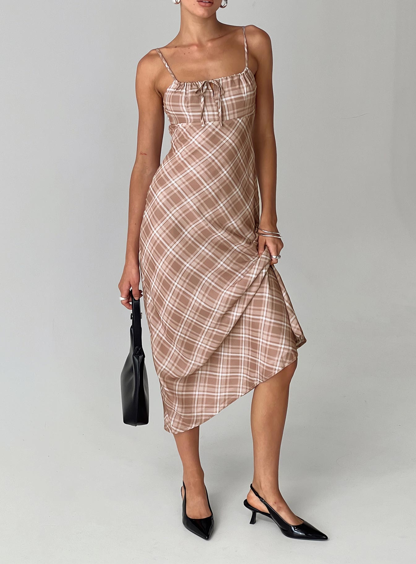 Wallin Maxi Dress Brown Check - Image 8