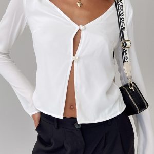 Carmaine Long Sleeve Top White