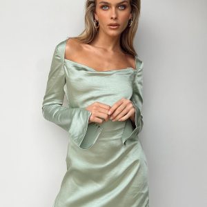 Maia Long Sleeve Mini Dress Green