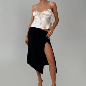 Venissa Ruched Midi Skirt Black
