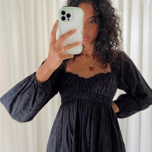 Carlita Long Sleeve Mini Dress Black