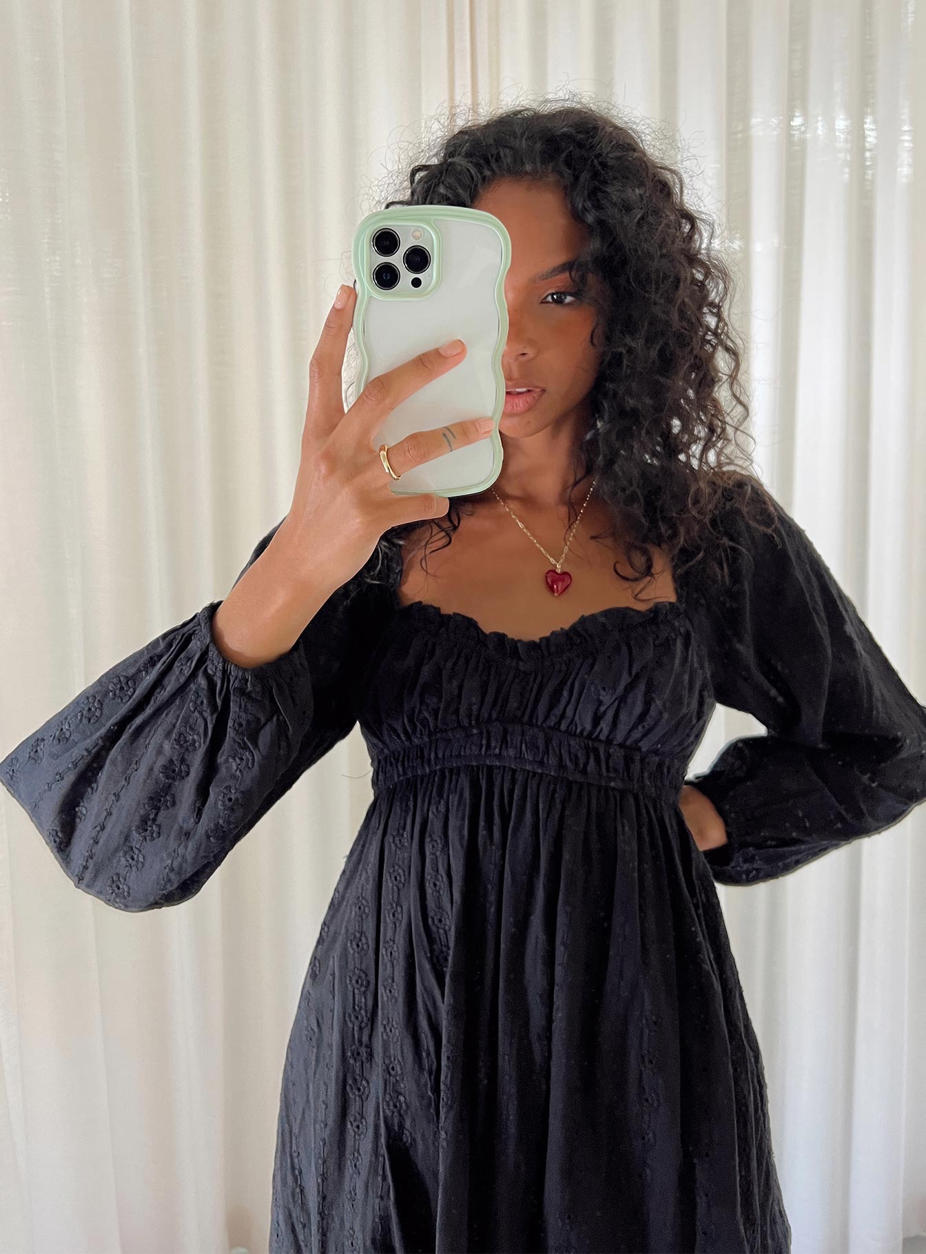 Carlita Long Sleeve Mini Dress Black