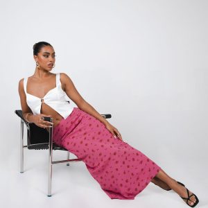 Gendling Midi Skirt Pink Floral