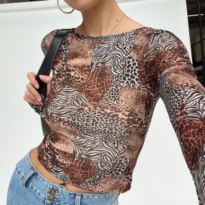 Tied In Long Sleeve Top Leopard