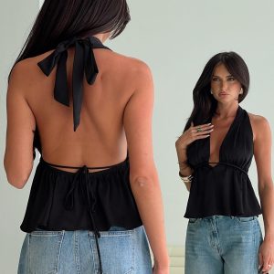 Saddler Halter Top Black
