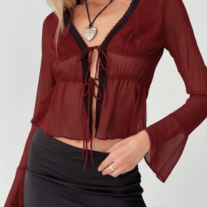 Taliyah Long Sleeve Top Burgundy