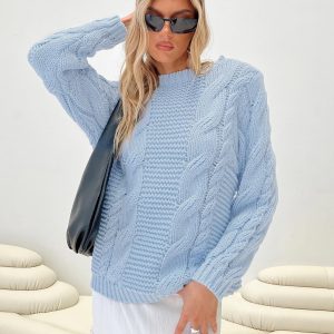 Ellison Cable Knit Sweater Light Blue