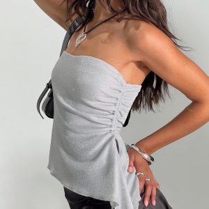 Zechariah Strapless Top Silver