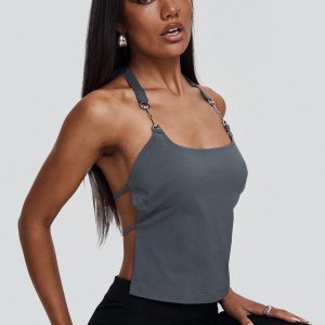Eyes On You Backless Top Slate