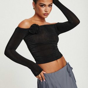 Simonetta Off The Shoulder Top Black