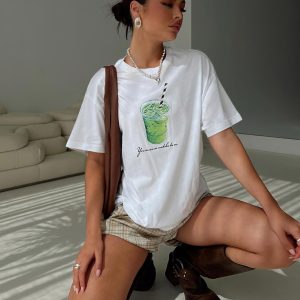 Love You So Matcha Graphic Top White