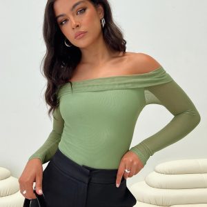 Doza Off The Shoulder Bodysuit Green