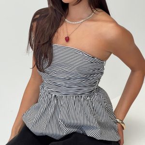 Selenea Bubble Hem Top Black / White