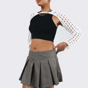 Gavin Pleated Mini Skirt Grey