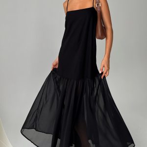 Iskra Drop Waist Maxi Dress Black