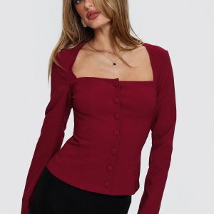 Gaskin Long Sleeve Top Burgundy