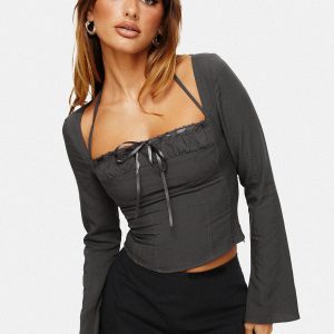 Trynia Long Sleeve Top Grey