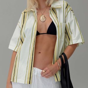 Karyn Top White / Yellow Stripe