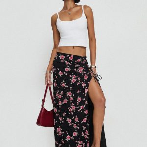 Rhomana Maxi Skirt Black Floral