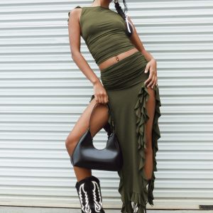 Rendezvous Maxi Skirt Olive