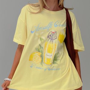 Amalfi Coast Oversized Graphic Tee Pastel Yellow