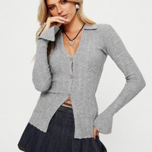 Beryl Long Sleeve Top Slate Grey