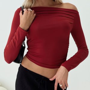 Matrid Long Sleeve Top Burgundy
