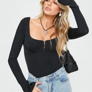 Kirsta Long Sleeve Bodysuit Black