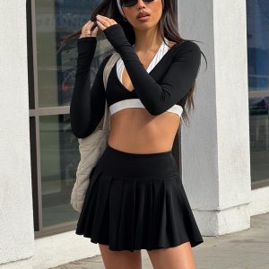 Dynamic Pleat Active Skort Black