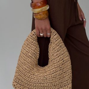 Ramina Straw Shoulder Bag Tan