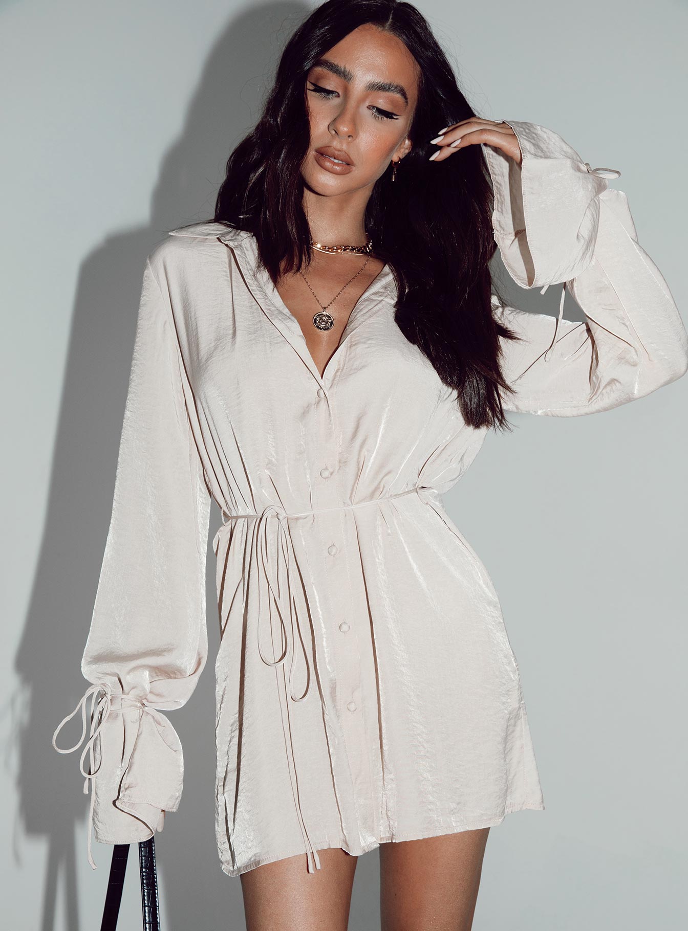 Forbidden Mini Dress Beige - Image 2