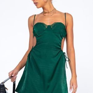 Hazel Cut Out Mini Dress Forest Green