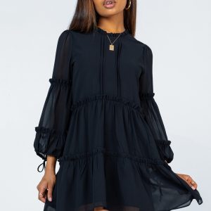 Eden Bloom Mini Dress Black