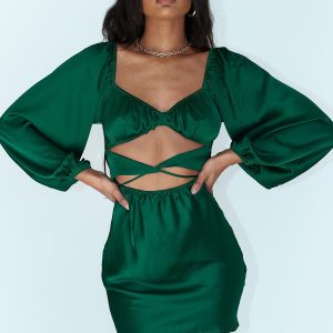 Nakita Long Sleeve Mini Dress Green