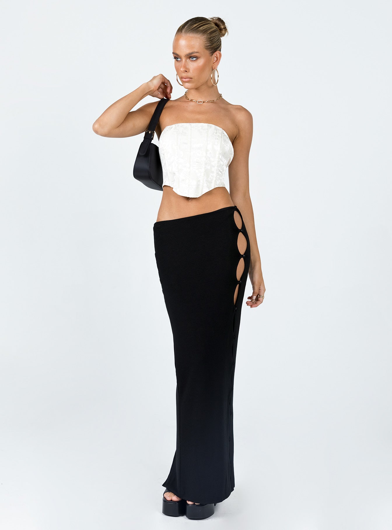 Jordan Knit Midi Skirt Black - Image 2
