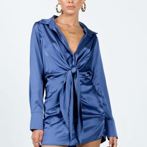 Ixia Long Sleeve Mini Dress Blue