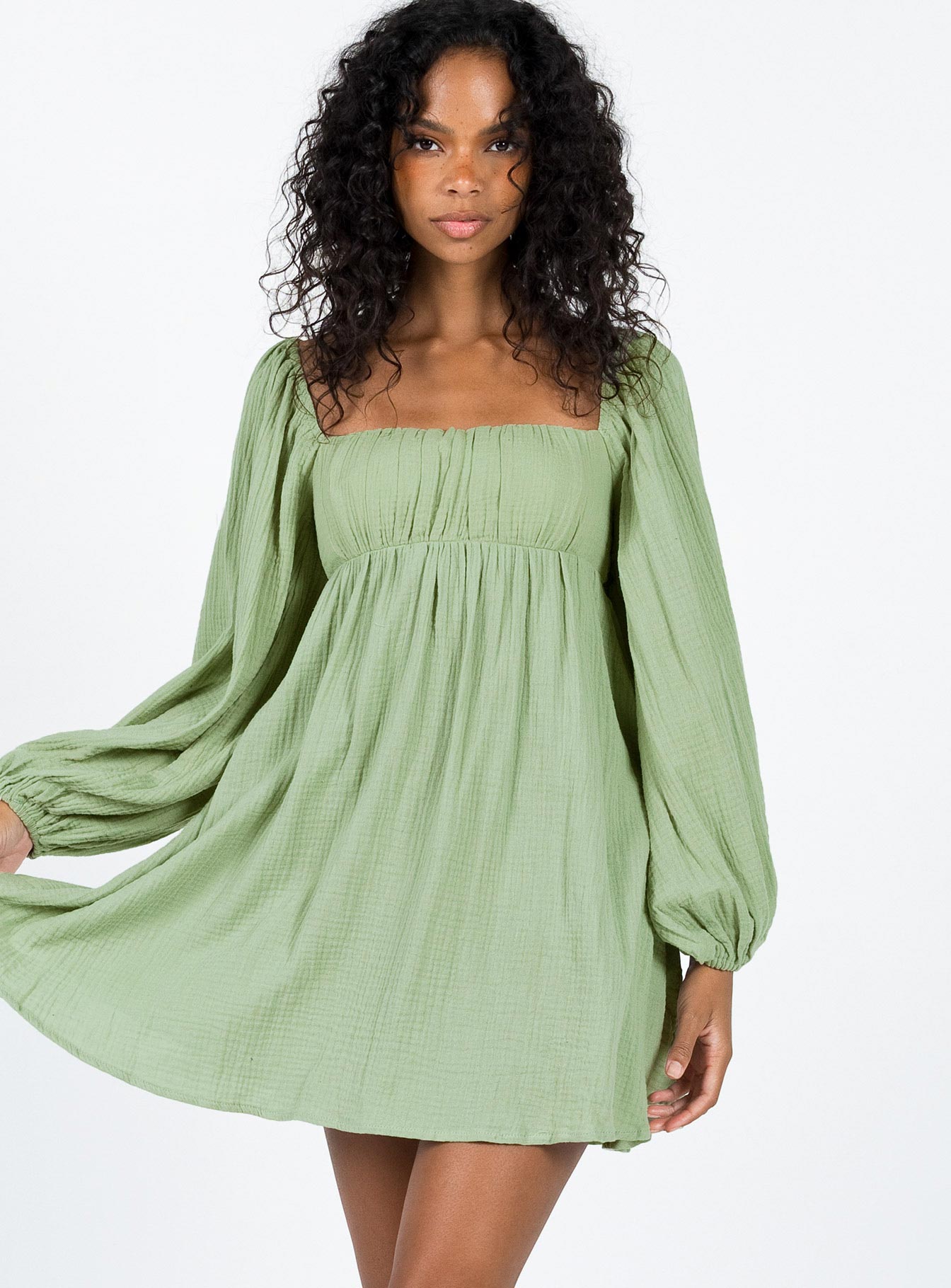 Let's Dance Long Sleeve Mini Dress Sage - Image 2