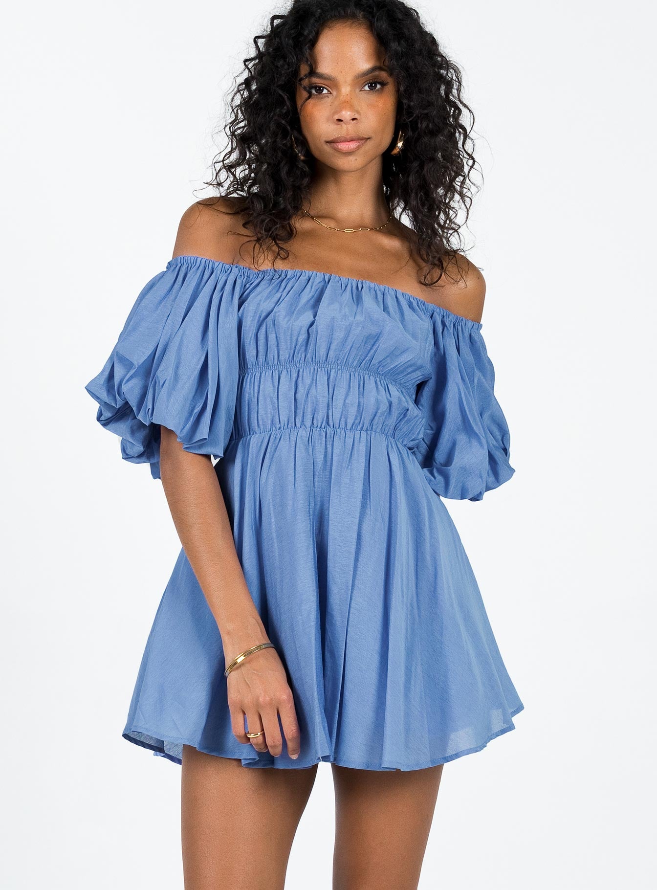 Halton Mini Dress Blue - Image 2