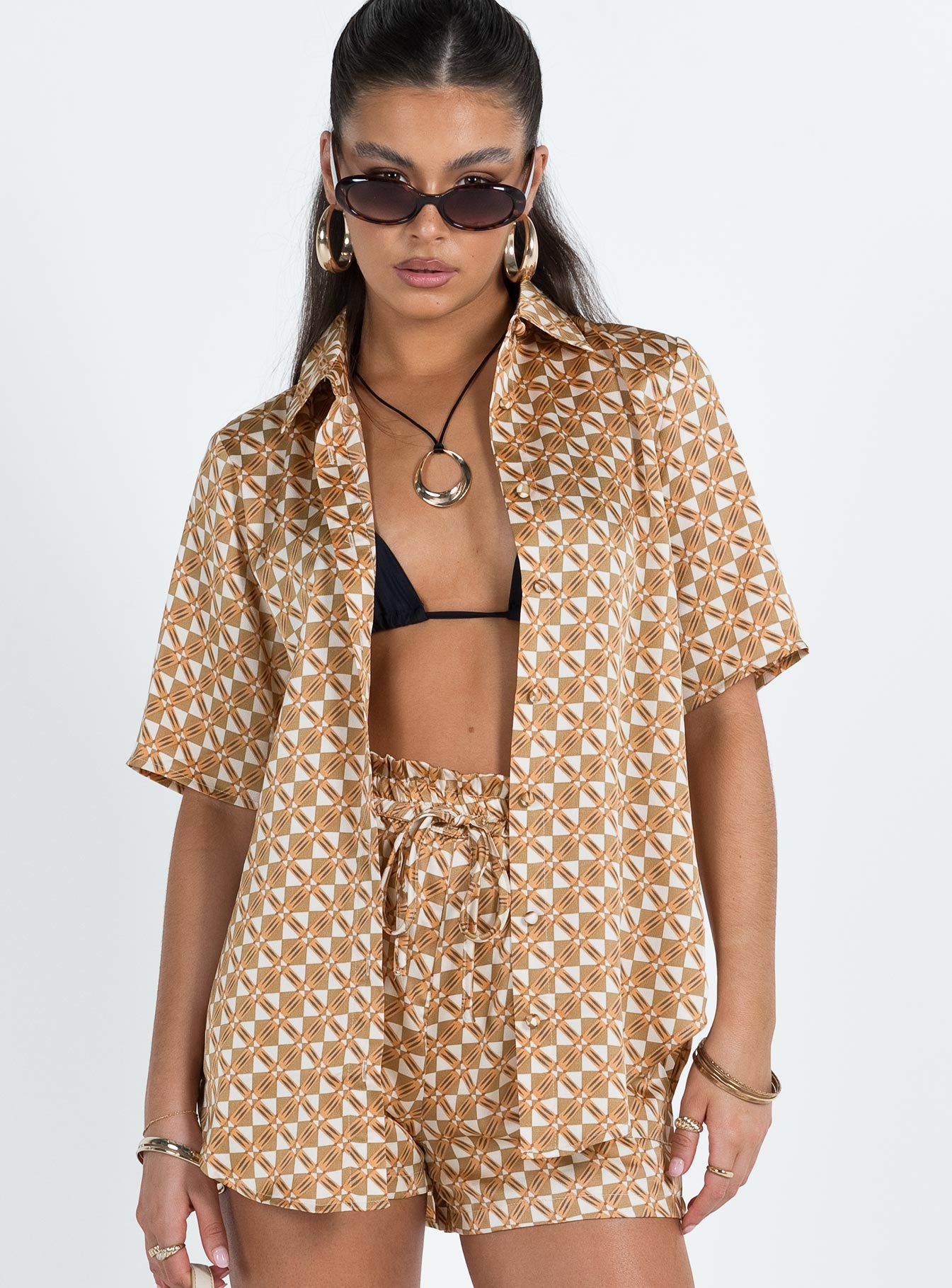 Ziggy Short Sleeve Shirt Orange Geo - Image 2