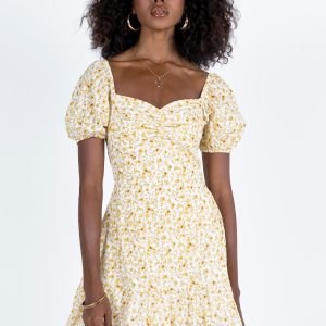 Kaori Mini Dress Yellow Floral