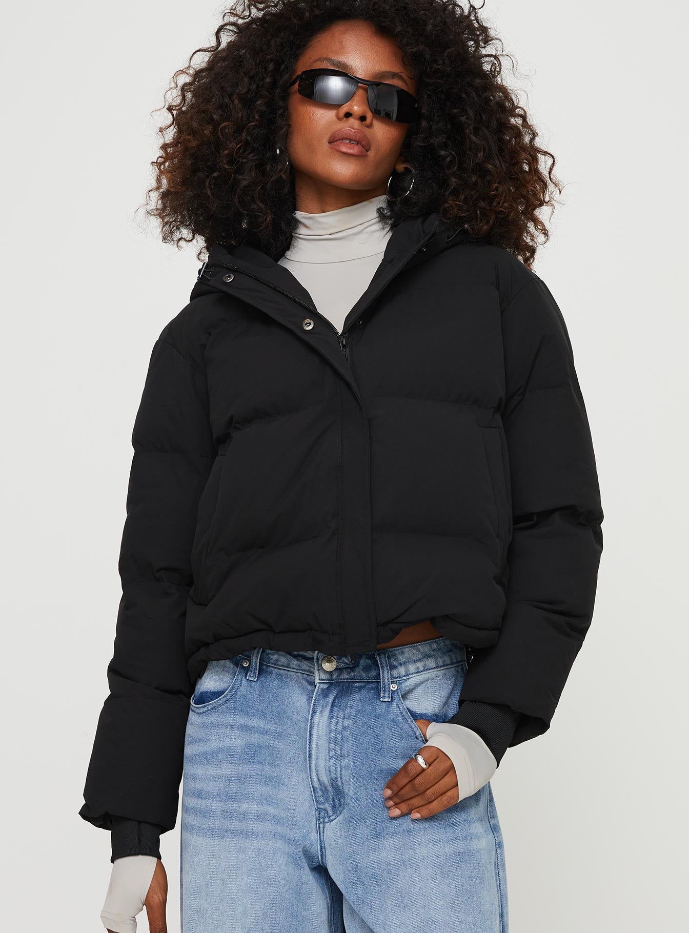 Morrie Hooded Puffer Jacket Black - Image 2