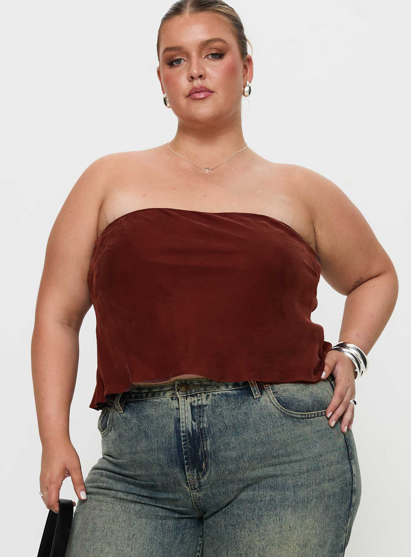 Lucelia Strapless Top Brown Curve - Image 2