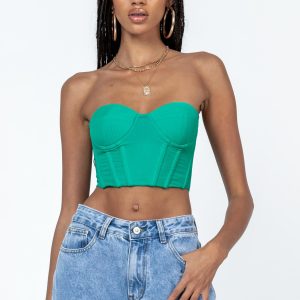 Endless Love Mesh Corset Top Green