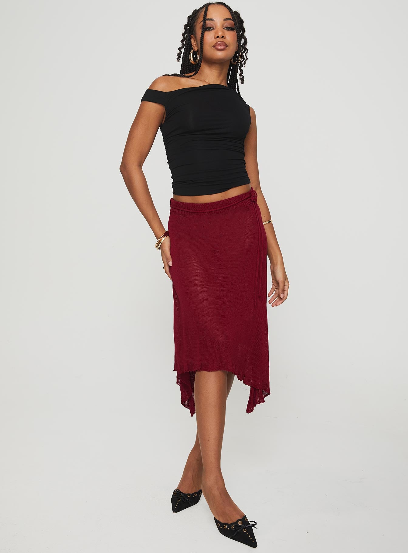 Leysa Midi Skirt Red - Image 2