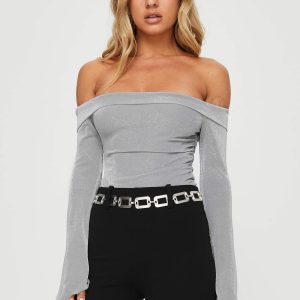 Tullo Off The Shoulder Bodysuit Grey