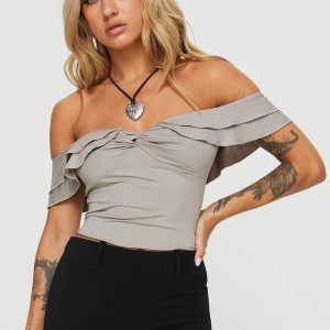 Farino Off The Shoulder Top Grey