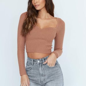 Alima Long Sleeve Top Brown