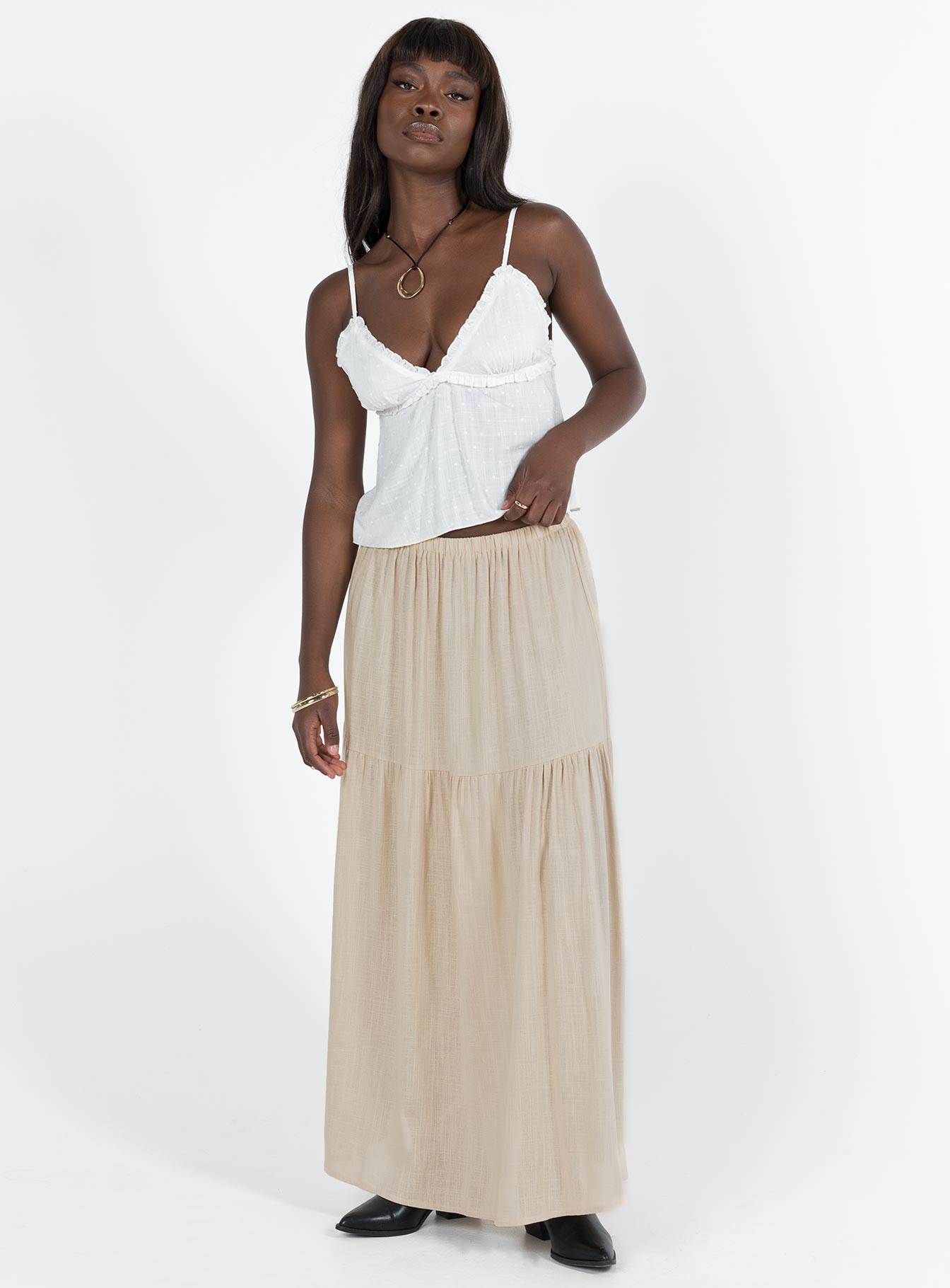 Hold Me Close Maxi Skirt Beige - Image 2